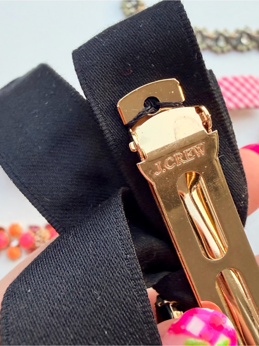 J. Crew/Madewell Accessory/Jewelry LOT: Hair Clip, Necklace, Bracelet Bow Neon - Picture 7 of 9